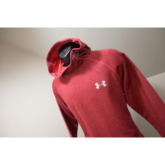 Under Armour Hoodie ColdGear Fitted Athletic Red Performance Mens Sz Medium - Picture 1 of 12